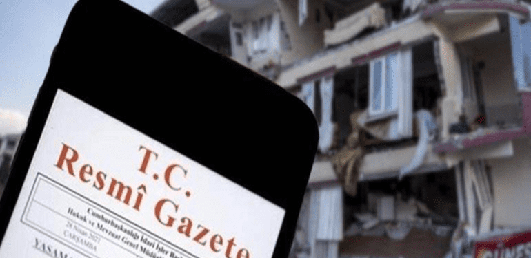 deprem resmi gazete